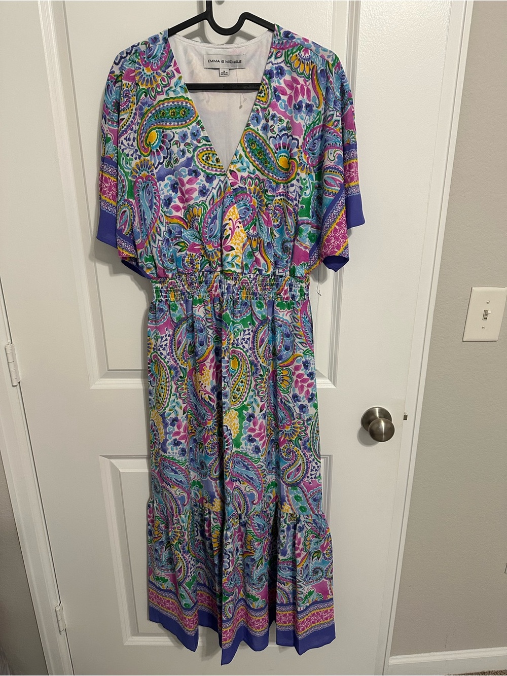 Emma & Michele Purple Paisley V-Neck Maxi Dress